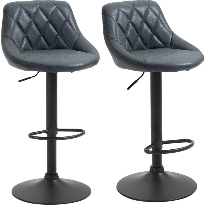 Set 2 taburetes bar giratorios altura regulable 60-81cm negro