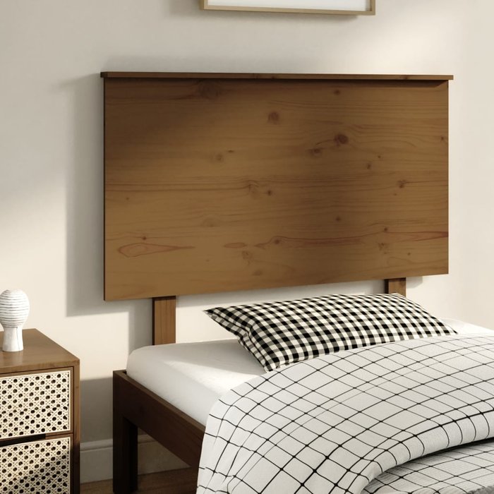 Cabecero de cama madera maciza de pino marrón miel 104x6x82,5cm - comfortxl