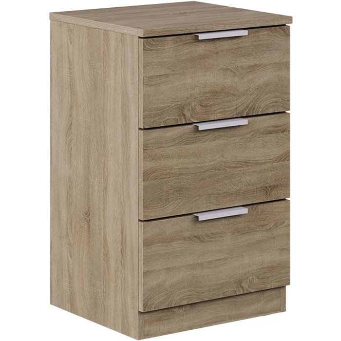 Vicco mesilla de noche fino, sonoma, 37.6 x 61.8 cm con 3 cajones