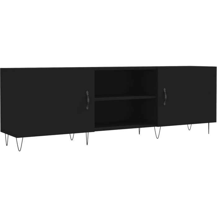 Mueble tv negro 150x30x50 cm de madera contrachapada