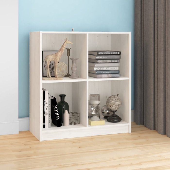Aparador blanco de 70x33x76 cm, madera maciza de pino.