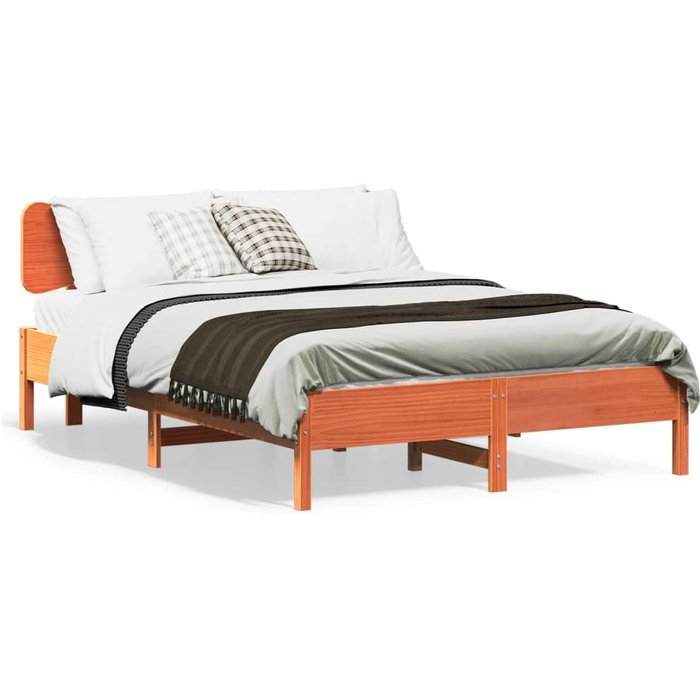 Cama sin colchón madera maciza de pino marrón cera 140x190 cm vidaxl