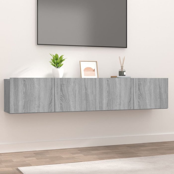 Muebles de tv 2 uds madera ingeniería gris sonoma 80x30x30 cm v7441 unico / gris