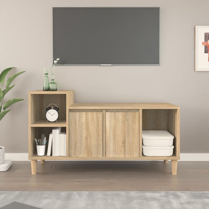 Mueble para tv madera contrachapada roble sonoma 100x35x55 cm - comfortxl