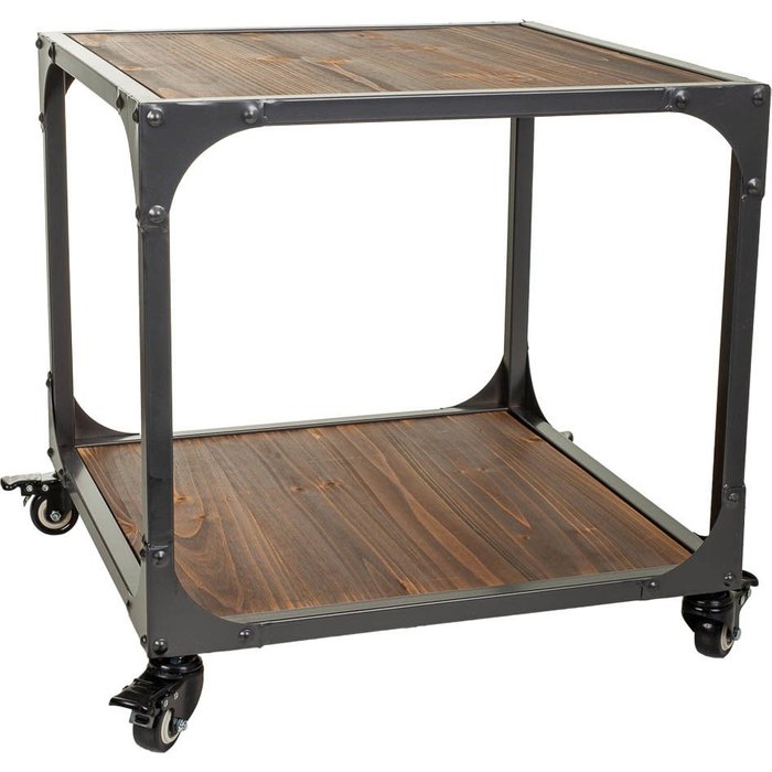 Mesa de metal y madera 50x50x50h cm