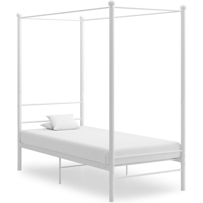 Estructura cama con dosel sin colchón metal blanco 100x200 cm