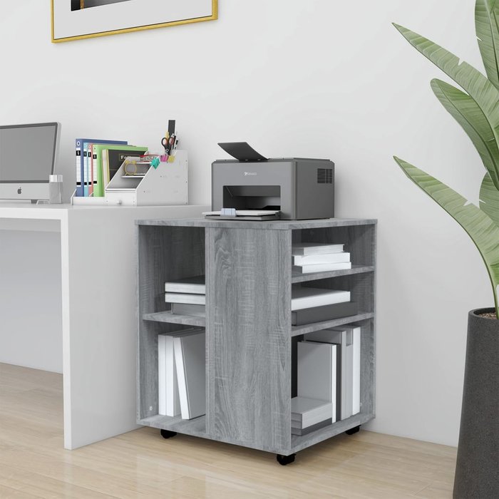 Armario con ruedas madera contrachapada gris sonoma 60x53x72 cm