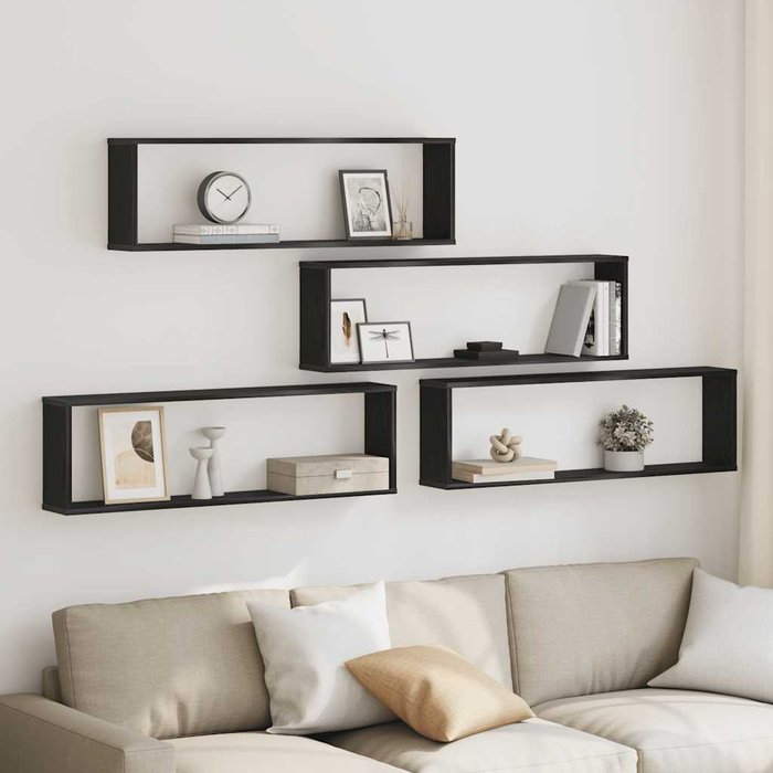 Maison exclusive - estantes cúbicos de pared 4 uds roble negro 100x15x30 cm