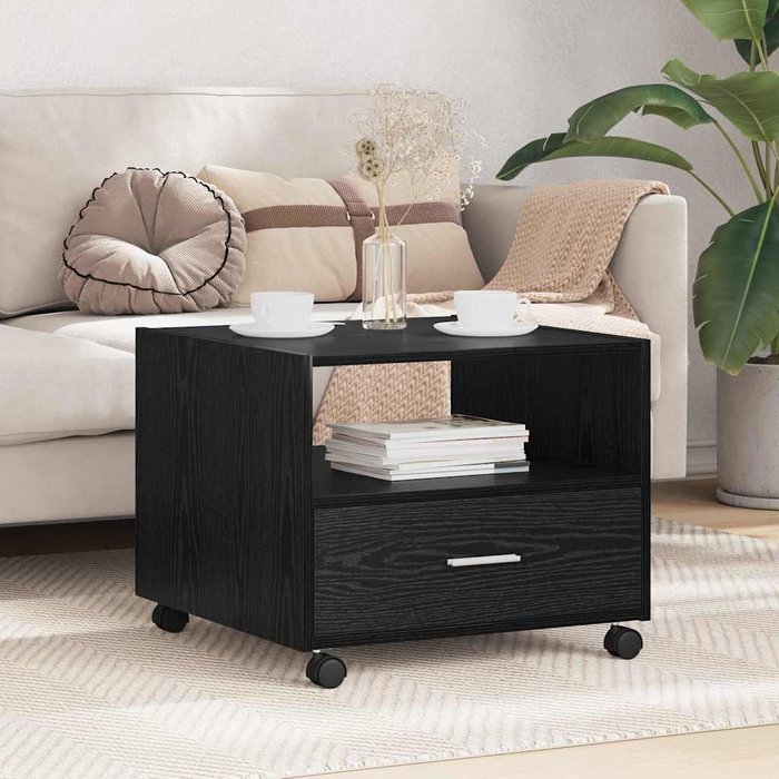 Mesa de café roble negro 55 x 55 x 45 cm madera contrachapada