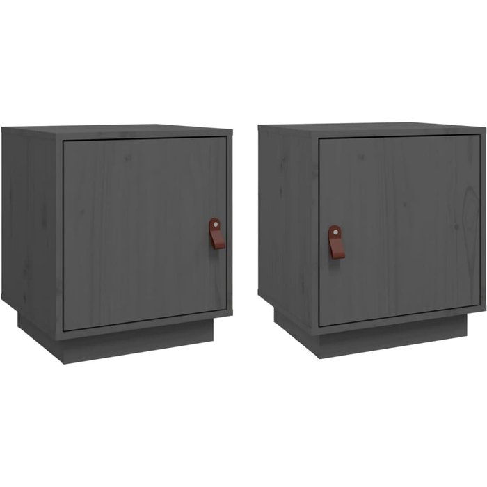 Mesitas de noche 2 uds gris 40x34x45 cm madera maciza de pino