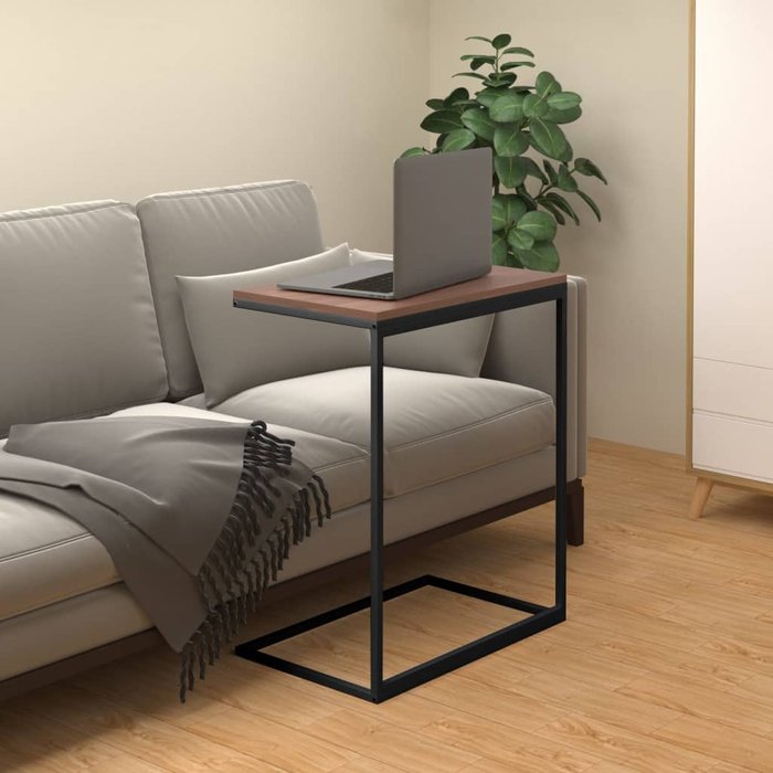 Mesa auxiliar negro 55x35x66 cm madera contrachapada