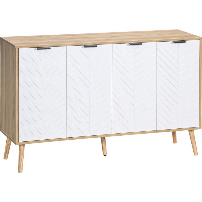 Aparador de cocina homcom melamina de madera blanco y natural 120x35x77.4 cm