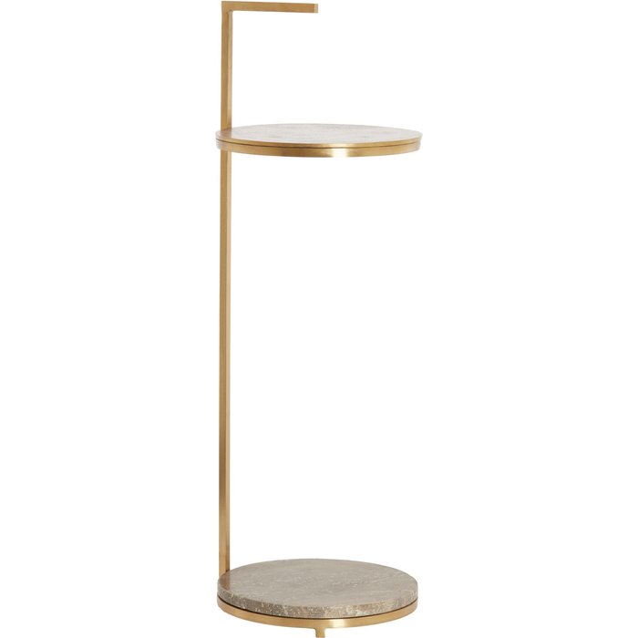 Mesa auxiliar light & living leda de piedra travertino marrón bronce – ø26x76 cm