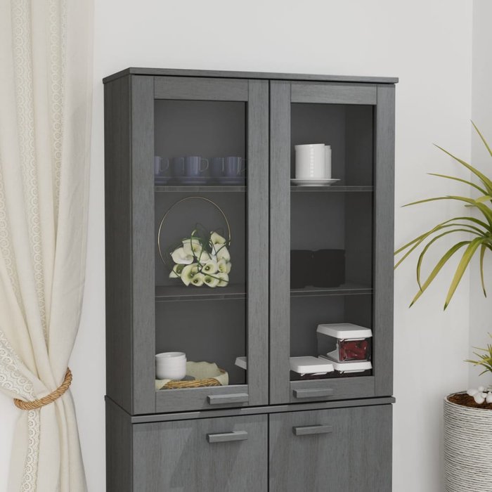 Aparador superior hamar pino macizo gris oscuro 85x35x100 cm vidaxl