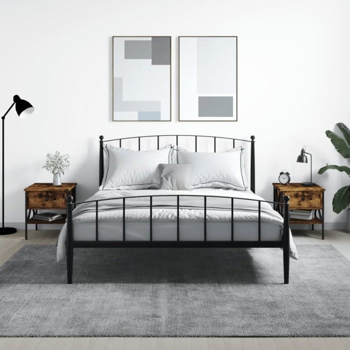 Mesitas noche 2 uds madera ingeniería roble ahumado 40x42x45 cm vidaxl