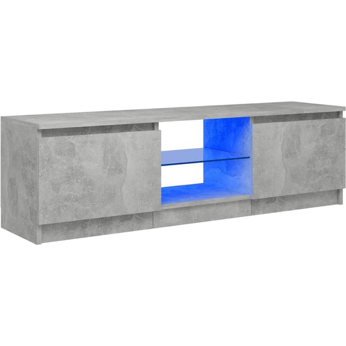 Mueble tv con luces led gris hormigón 120x30x35,5 cm