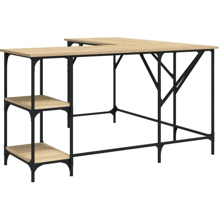 Escritorio madera de ingeniería roble sonoma 139x139x75 cm - comfortxl