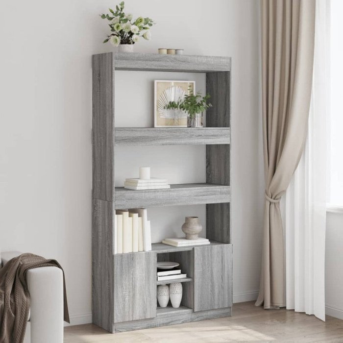 Aparador alto madera de ingeniería gris sonoma 92x33x180 cm vidaxl