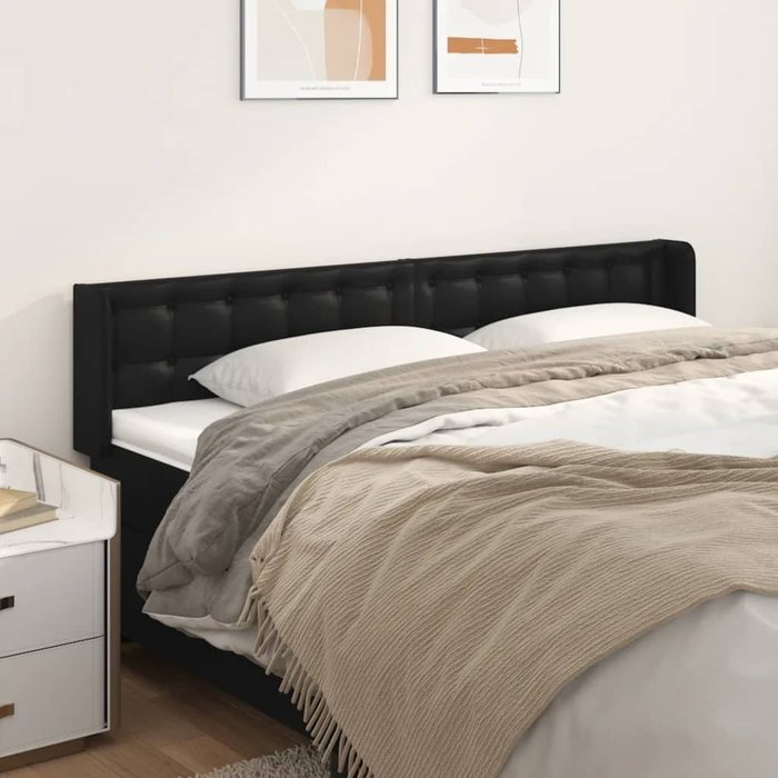 Cabecero de cuero sintético negro 183x16x78/88 cm - comfortxl
