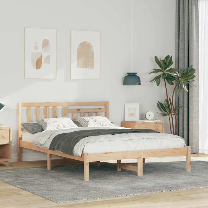 Estructura de cama marrón 120 x 190 cm madera maciza de pino