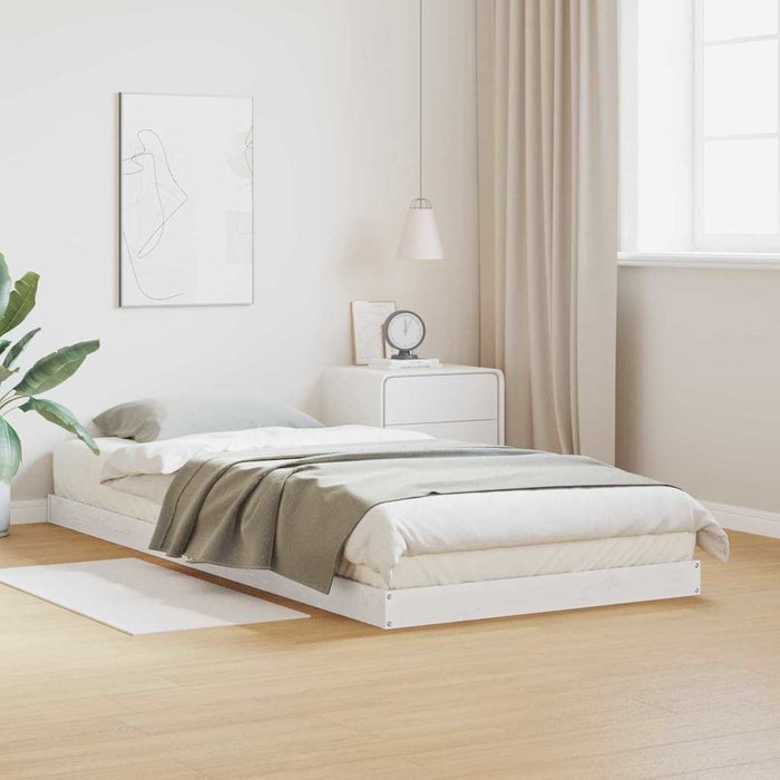 Estructura de cama 100 x 210 cm madera maciza de pino