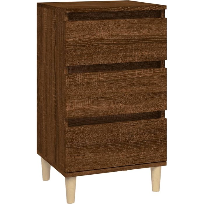 Mesita de noche de roble marrón 40x35x70 cm de madera contrachapada