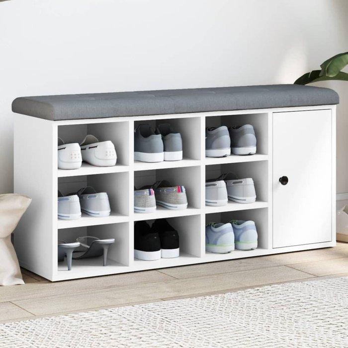 Banco zapatero blanco 102x32x50 cm madera contrachapada