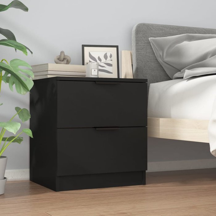 Maison exclusive - mesita de noche madera contrachapada color negro