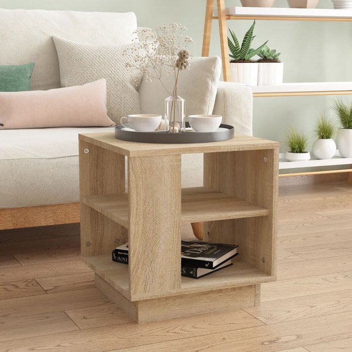 Mesa de centro sonoma de roble, 40x40x43 cm, madera de ingeniería.
