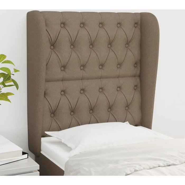 Cabecero con orejas taupe 83x23x118/128 cm tela