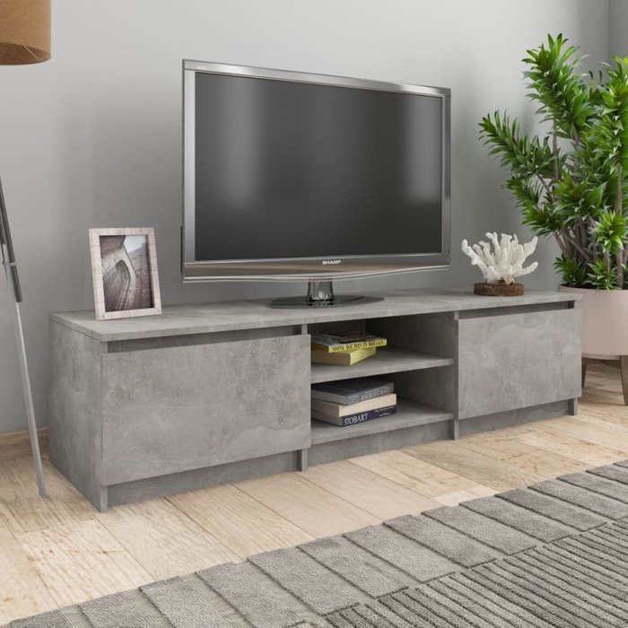 Mueble de tv madera gris hormigón 140x40x35,5 cm unico / gris