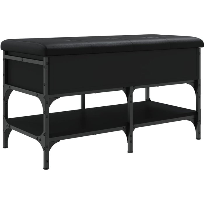 Banco zapatero madera de ingeniería negro 82x42x45 cm - comfortxl
