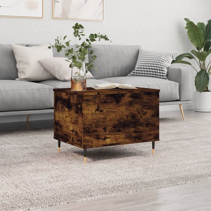 Vidaxl mesa de centro madera contrachapada roble ahumado 60x44,5x45 cm