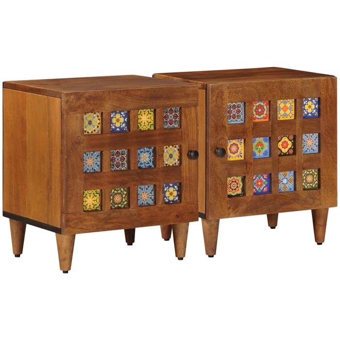 Armario de noche 2 pcs marrón 40 x 33 x 46 cm vidaxl