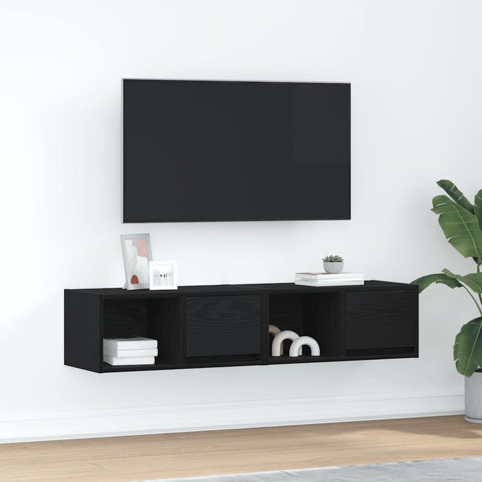 Muebles de tv 2 uds roble negro 60x31x25,5 cm madera ingeniería
