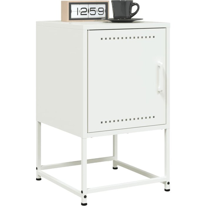 Mesitas de noche 2 unidades acero blanco 36x39x60,5 cm