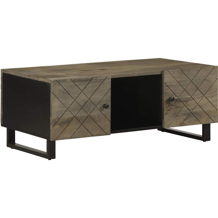 Mesa de centro madera maciza de mango negra 100x54x40 cm