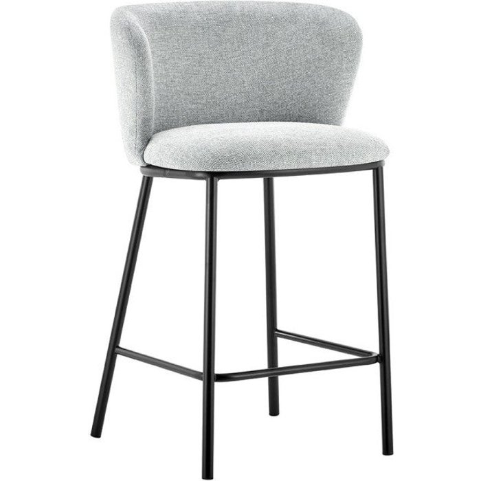 Silla de mostrador arthus – tela gris claro – diseño moderno h88,5 cm