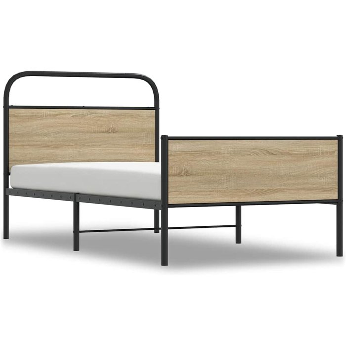 Estructura de cama sin colchón 90x200 cm madera roble sonoma — comfortxl