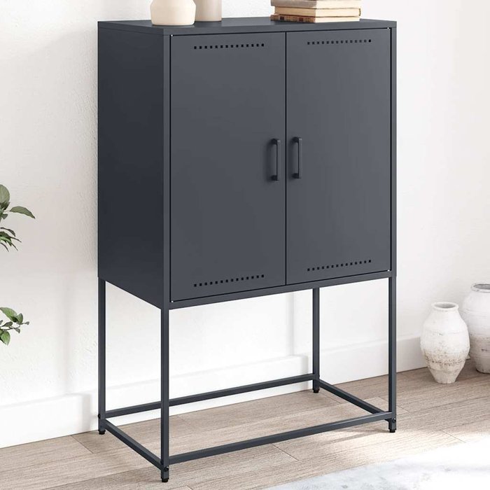 Aparador alto antracita, 68,5 x 38,5 x 107 cm, acero