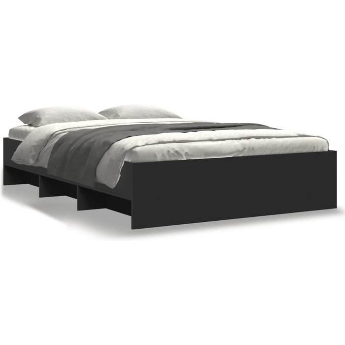 Vidaxl estructura de cama madera de ingeniería negra 135x190 cm