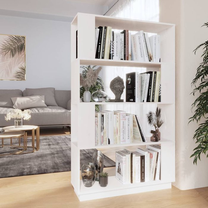 Librería/separador de ambientes blanco 80x25x132 cm pino macizo