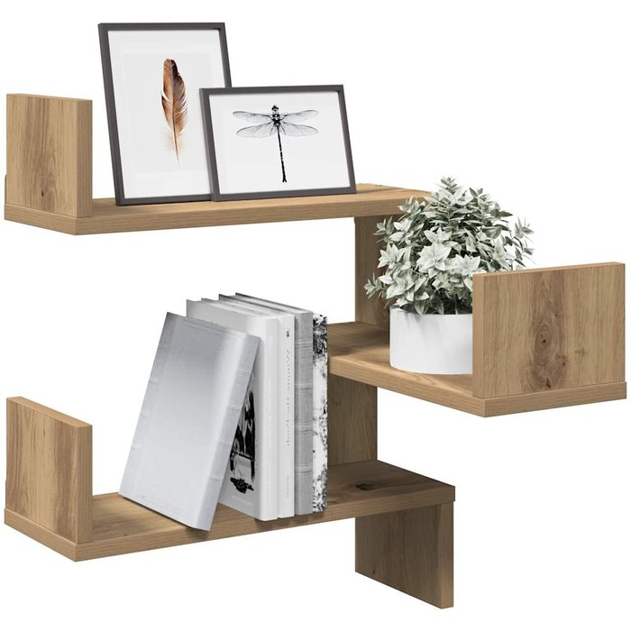 Estantes esquineros de pared 2 piezas roble artesanal 40x40x49,5 cm