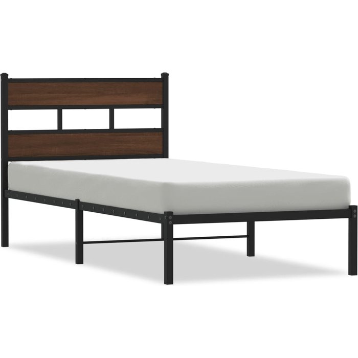 Estructura cama con cabecero sin colchón marrón roble 80x200 cm — comfortxl
