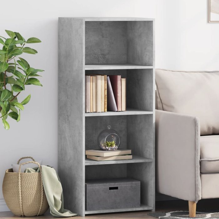 Aparador alto gris hormigón 50x41x124 cm de madera contrachapada