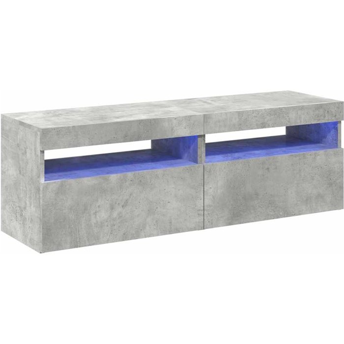 Muebles de tv con iluminación led 2 piezas gris hormigón 60x35x40 cm
