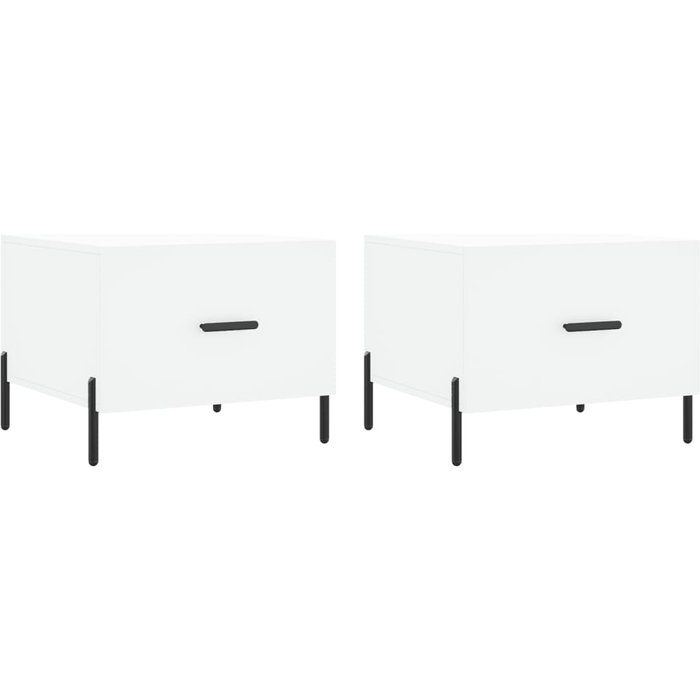 Mesas de centro 2 uds madera de ingeniería blanco 50x50x40 cm