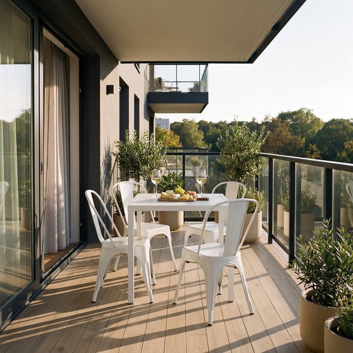 Packs 4 sillas metal blanco 46 x 85 cm