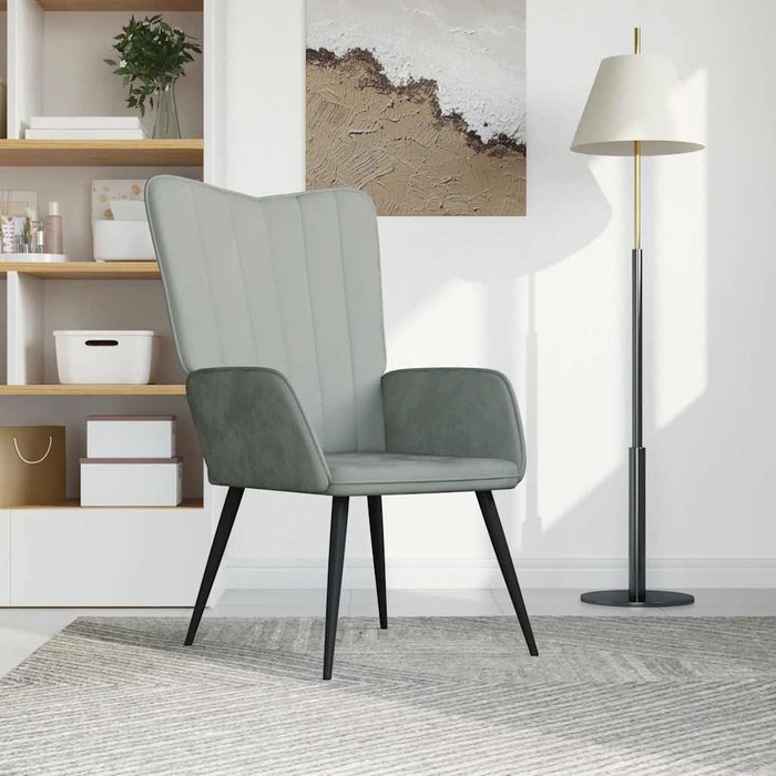 Sillón de relax | silla de relax de terciopelo gris claro cfw58814