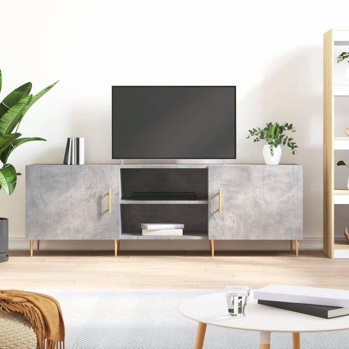 Mueble de tv de madera de ingeniería gris hormigón 150x30x50 cm